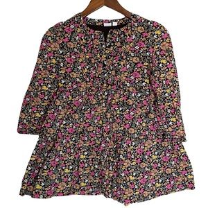 Gap Kids Long Sleeve Dress Black Floral Spring Fall - Girls S